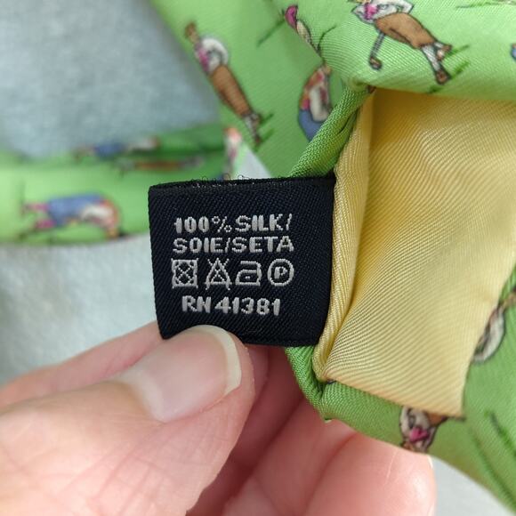 Polo Ralph Lauren NeckTie Mens Silk Green Golf Print - Picture 4 of 6